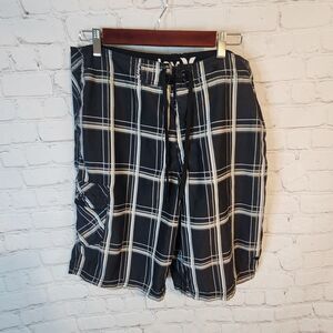 Men's Hurley Black and White Board Shorts, Size 36